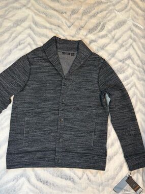 Men's Dark Gray Shawl Collar Button Cardigan